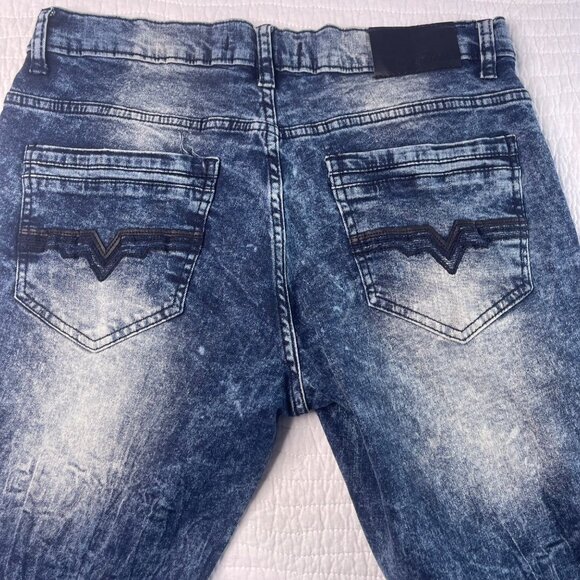 Nick Danger Mens Straight-Leg Jeans Acid Wash Grunge 34X30 Stretch Cotton - Picture 7 of 9